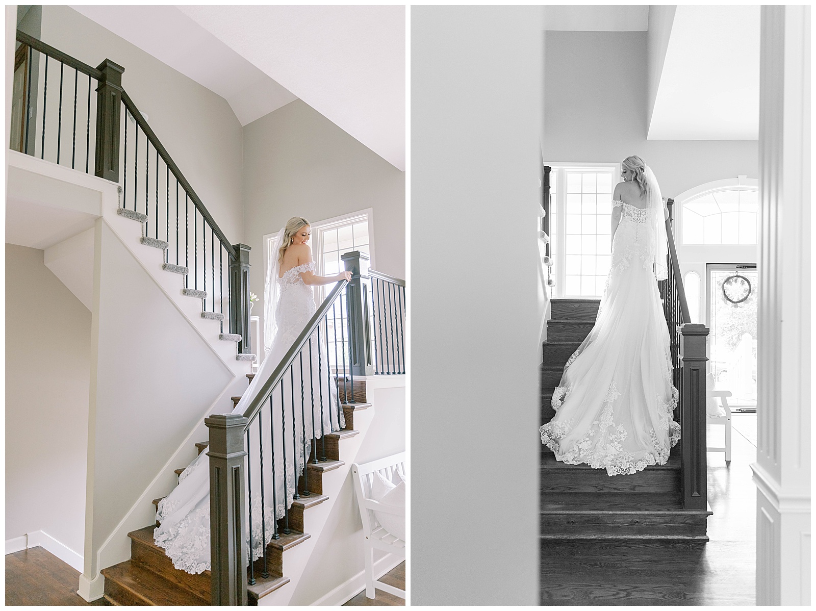 staircase bridal portraits