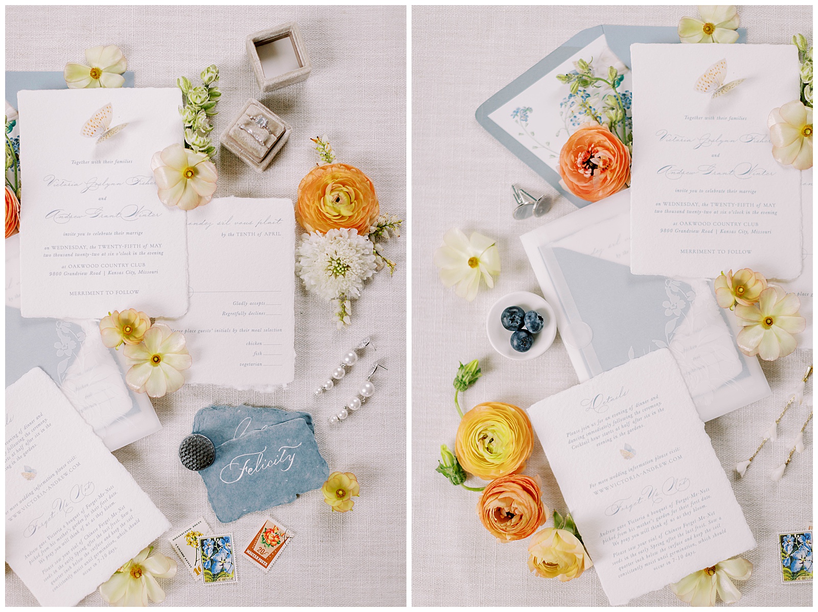 deckled edge stationery with bright florals oakwood country club
