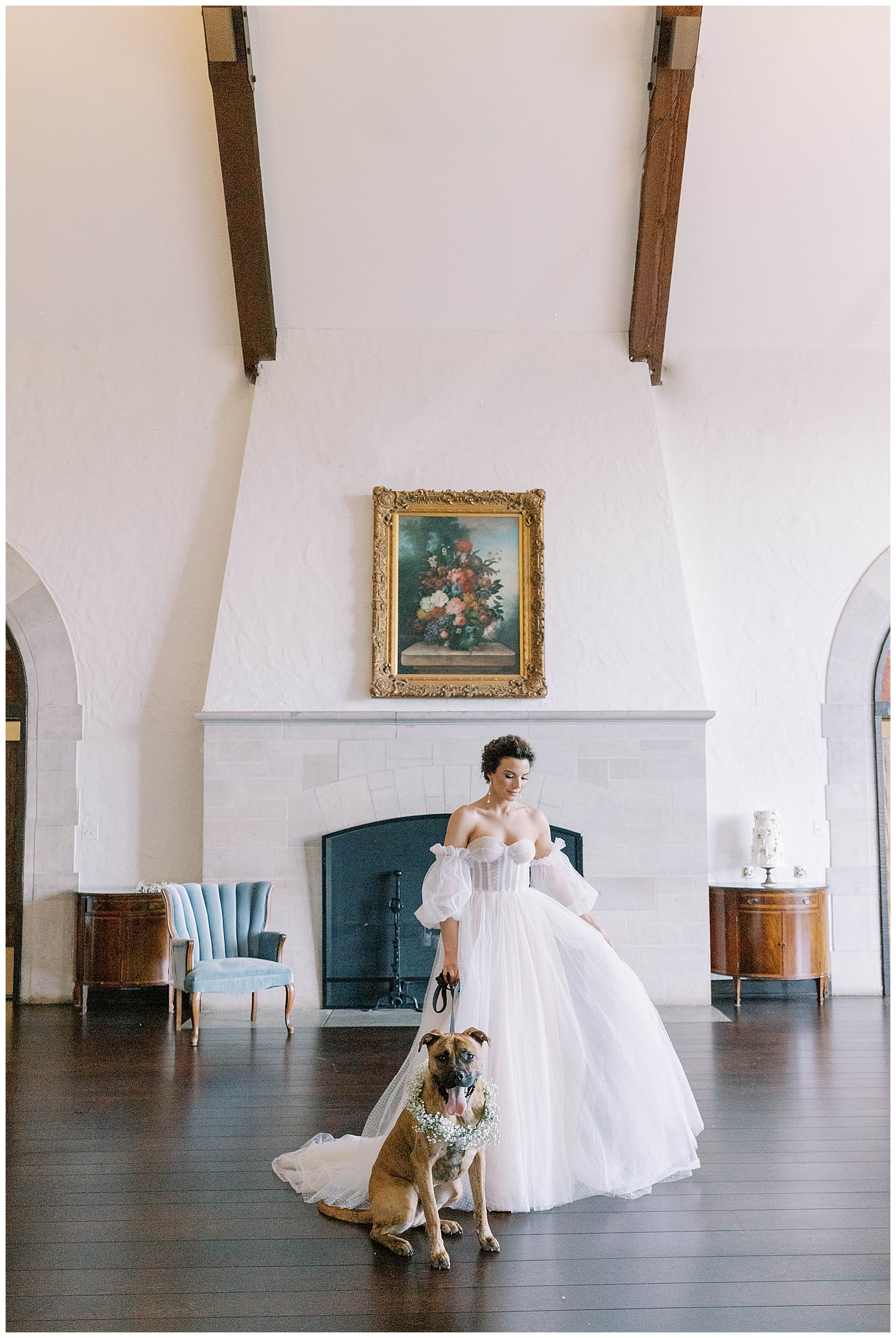 the rescue project, dog at wedding day, bride with dog