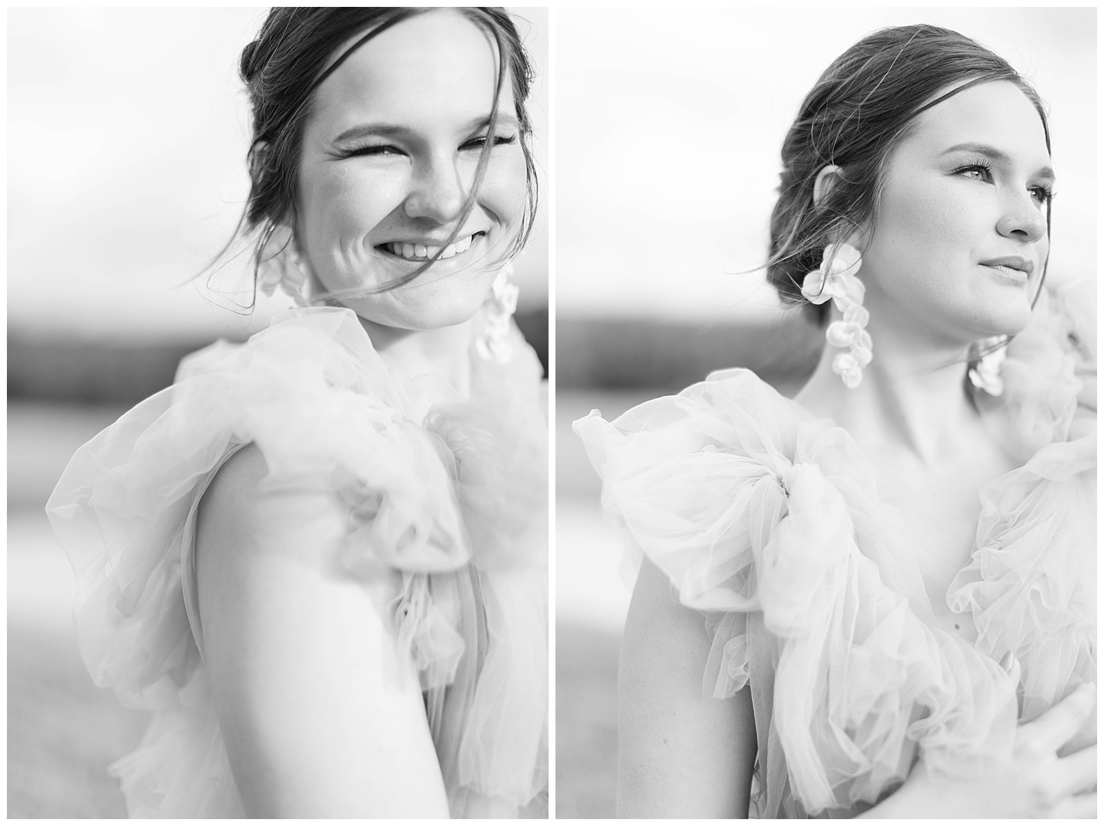 black and white bridal portraits anne marie designs kc earrings